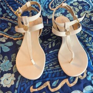 Michael Kors White T-Strap Sandals